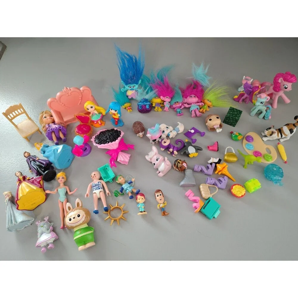 Huge 60+pc Random Girl Toys Toy Figure Lot Disney, Trolls, MLPony, Animals Dogs - Picture 1 of 11
